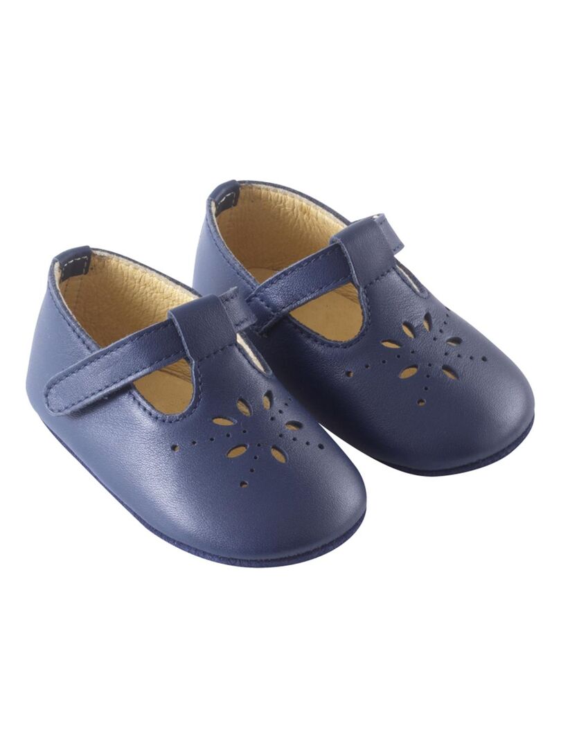 Salomé cuir souple Bleu marine - Kiabi