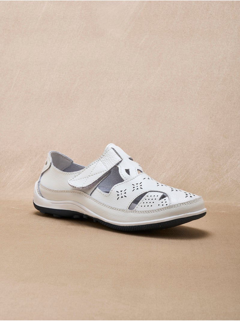 Salomés à scratch cuir ajouré - PEDICONFORT Blanc Blanc - Kiabi