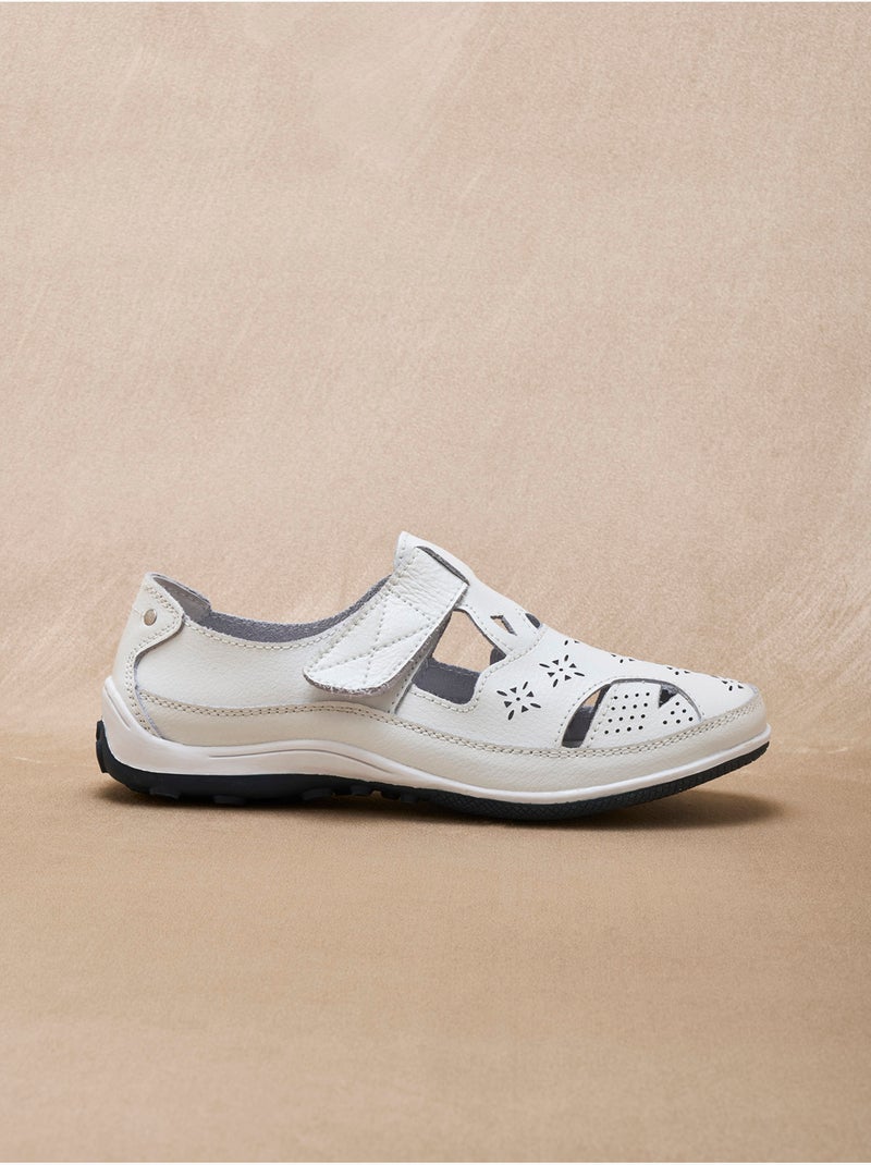Salomés à scratch cuir ajouré - PEDICONFORT Blanc Blanc - Kiabi
