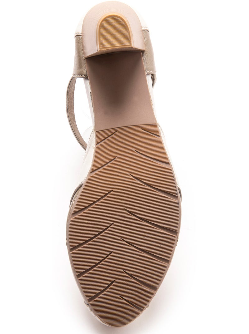 Salomés bicolores en cuir aérosemelle - PEDICONFORT Blanc Beige - Kiabi