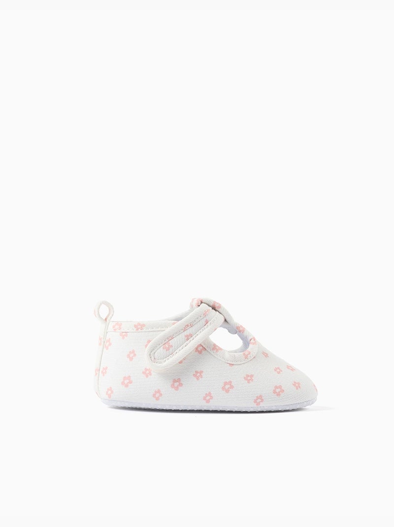 Salomés en toile avec motif floral Blanc Rose - Kiabi