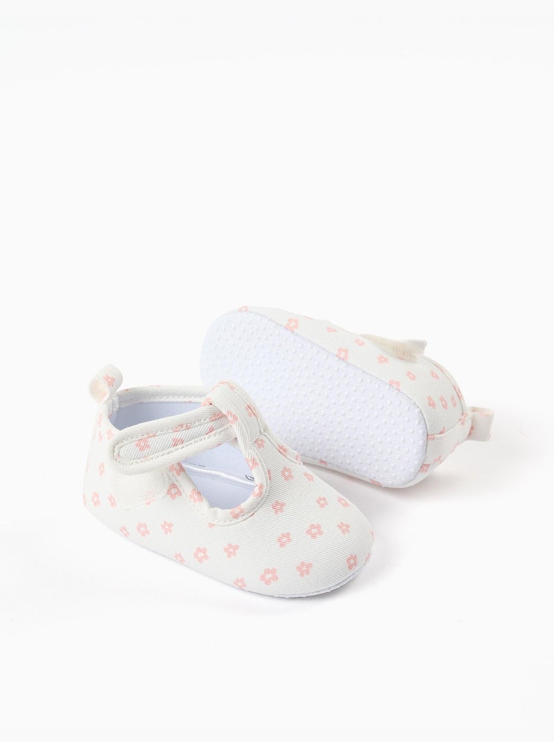 Salomés en toile avec motif floral Blanc Rose - Kiabi