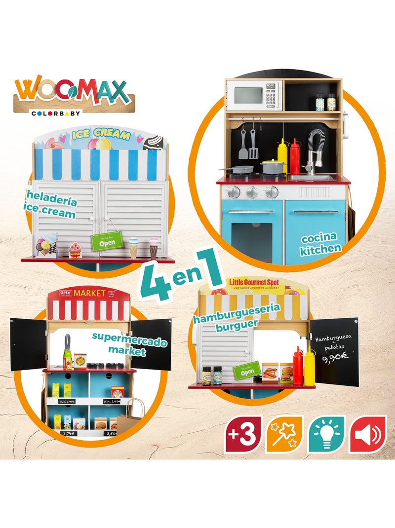 Salon de crème glacée avec cuisine en bois 2 en 1WOOMAX N/A - Kiabi