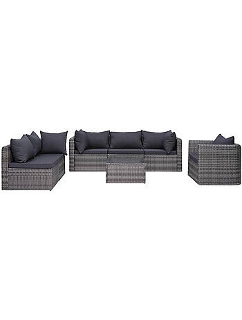 Salon de détente en résine tressée 7 pièces