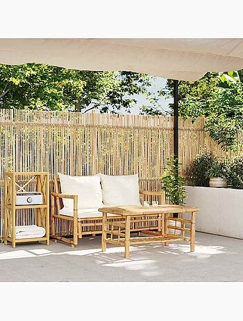 Salon de jardin 2 pièces en bambou avec coussins
