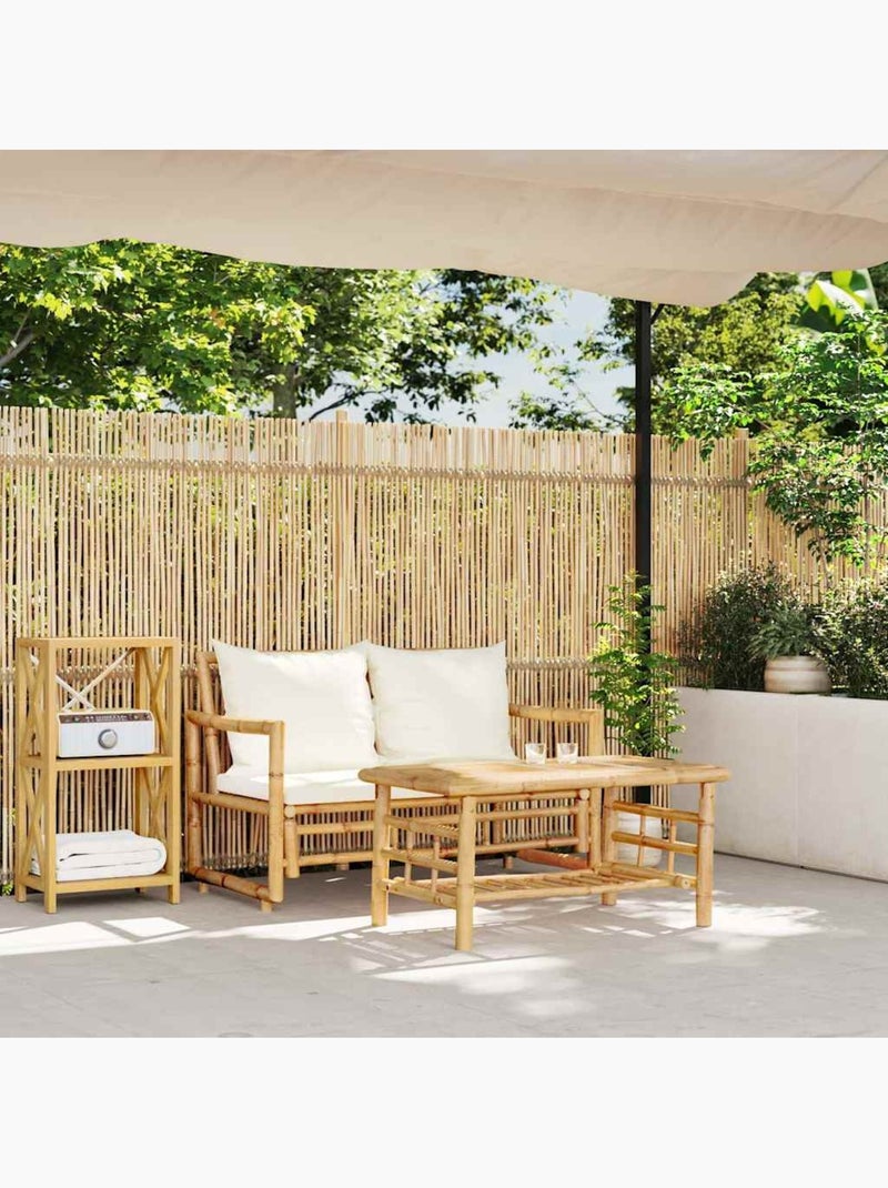 Salon de jardin 2 pièces en bambou avec coussins Marron - Kiabi