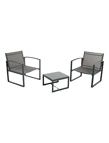 Salon de jardin 2 places en acier et texaline MADRID