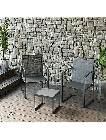 Salon de jardin 2 places en acier et texaline MADRID