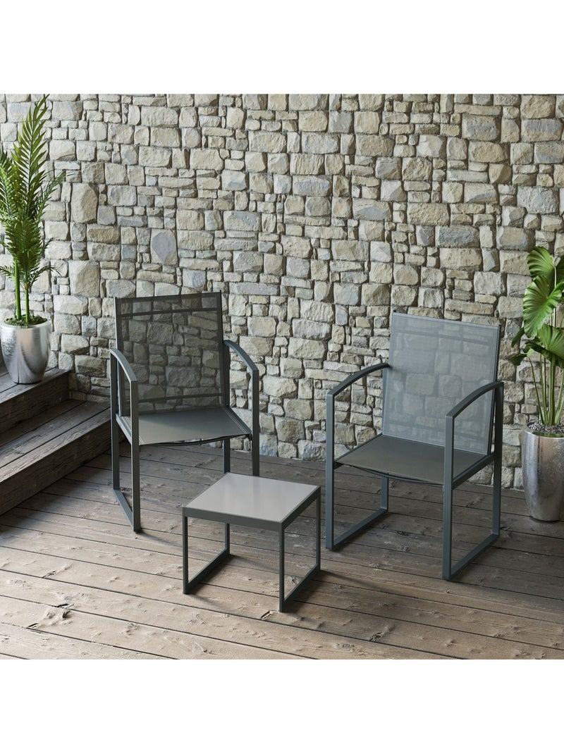 Salon de jardin 2 places en acier et texaline MADRID Gris foncé - Kiabi