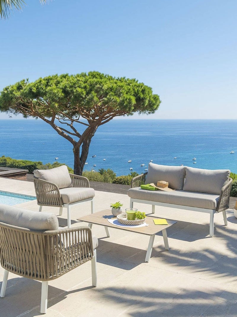 Salon de jardin 4 places BARCELONE Marron - Kiabi