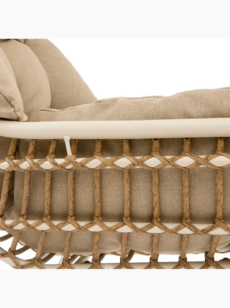 Salon de jardin 4 places corde tressée coussins capitonnés PAOPAO Beige argile - Kiabi