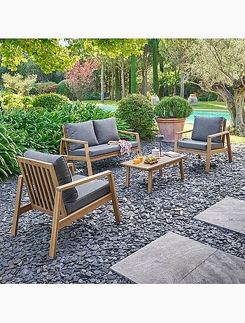 Salon de jardin 4 places en bois d'acacia TIWI