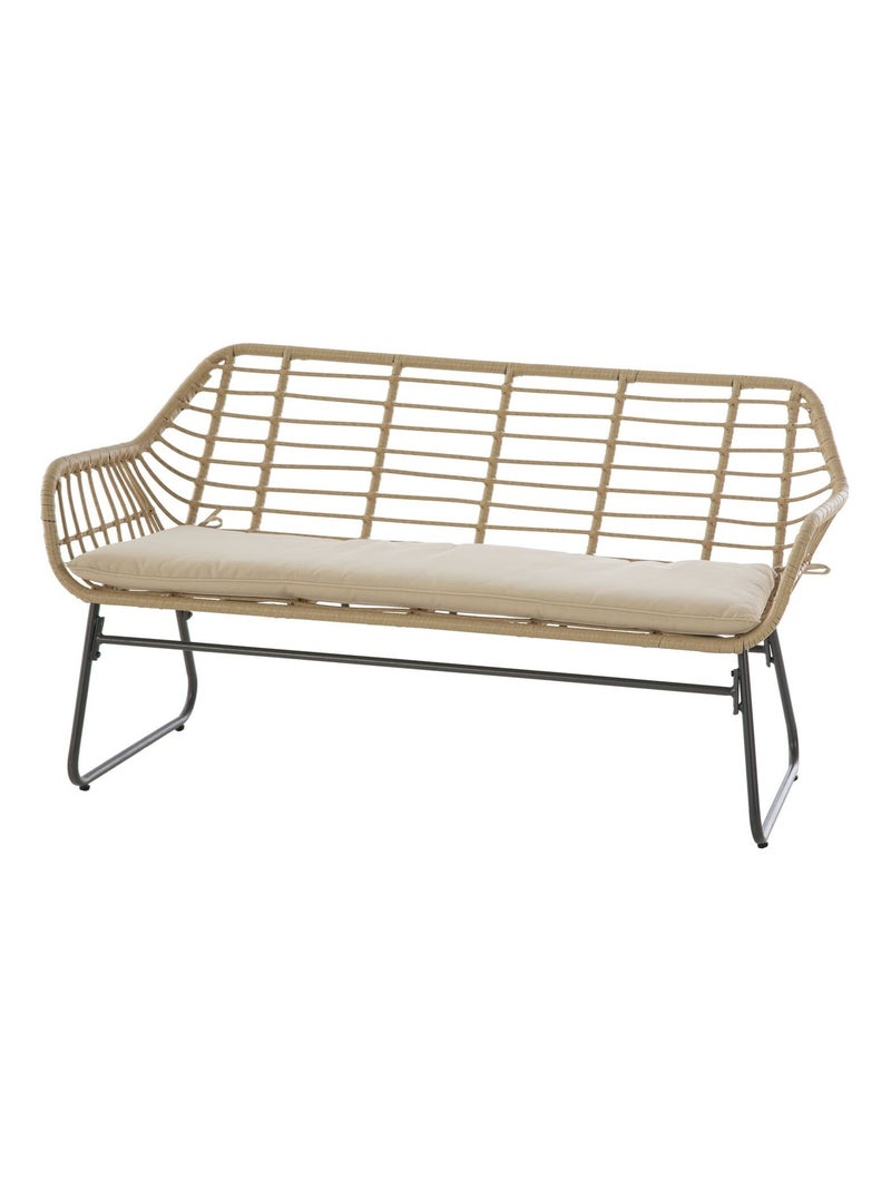 Salon de jardin 4 places Lambada - 2 fauteuils, un canapé et 1 table basse Beige - Kiabi