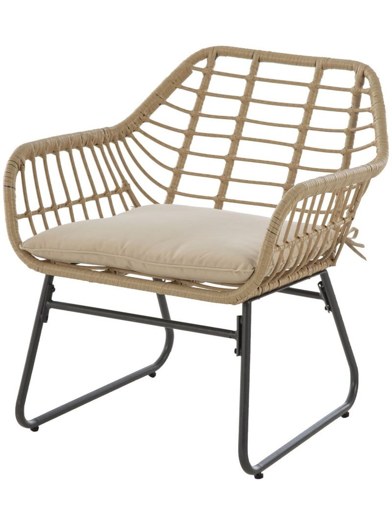 Salon de jardin 4 places Lambada - 2 fauteuils, un canapé et 1 table basse Beige - Kiabi