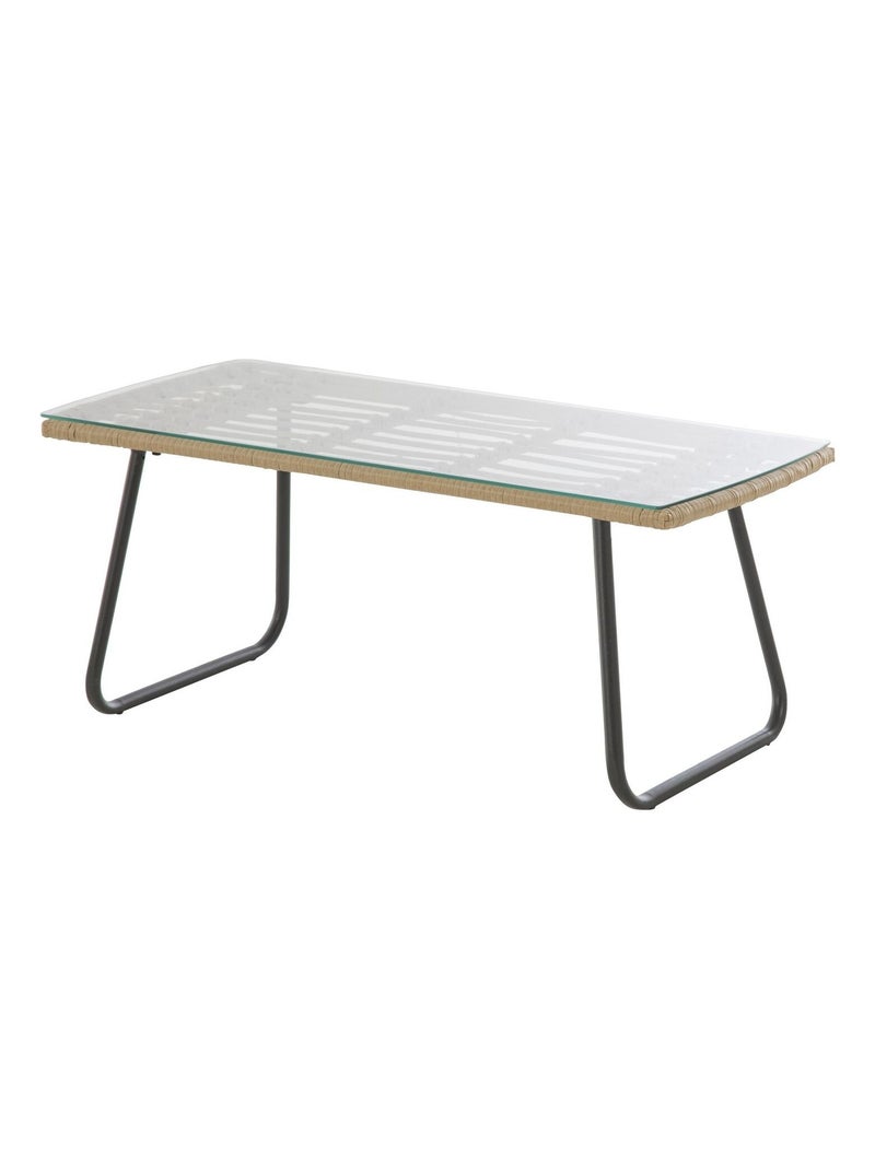 Salon de jardin 4 places Lambada - 2 fauteuils, un canapé et 1 table basse Beige - Kiabi