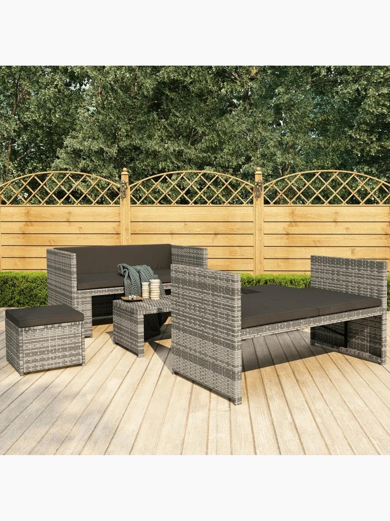 Salon de jardin 5 pièces avec coussins Gris clair - Kiabi