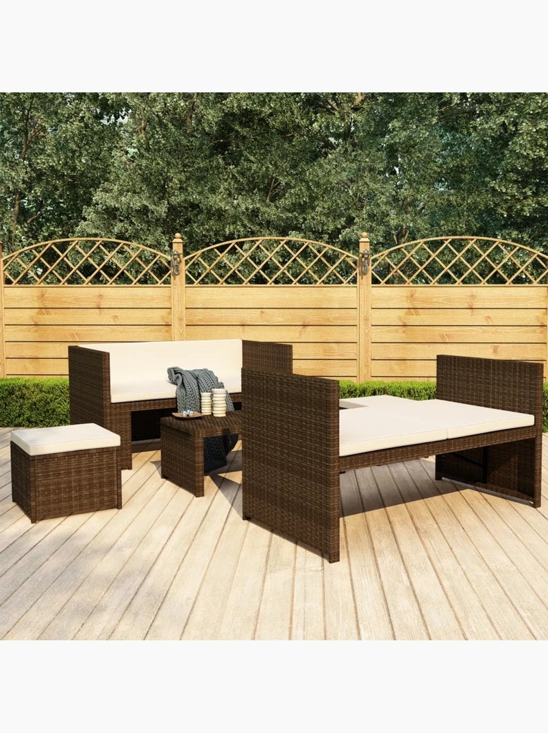 Salon de jardin 5 pièces avec coussins Marron clair - Kiabi