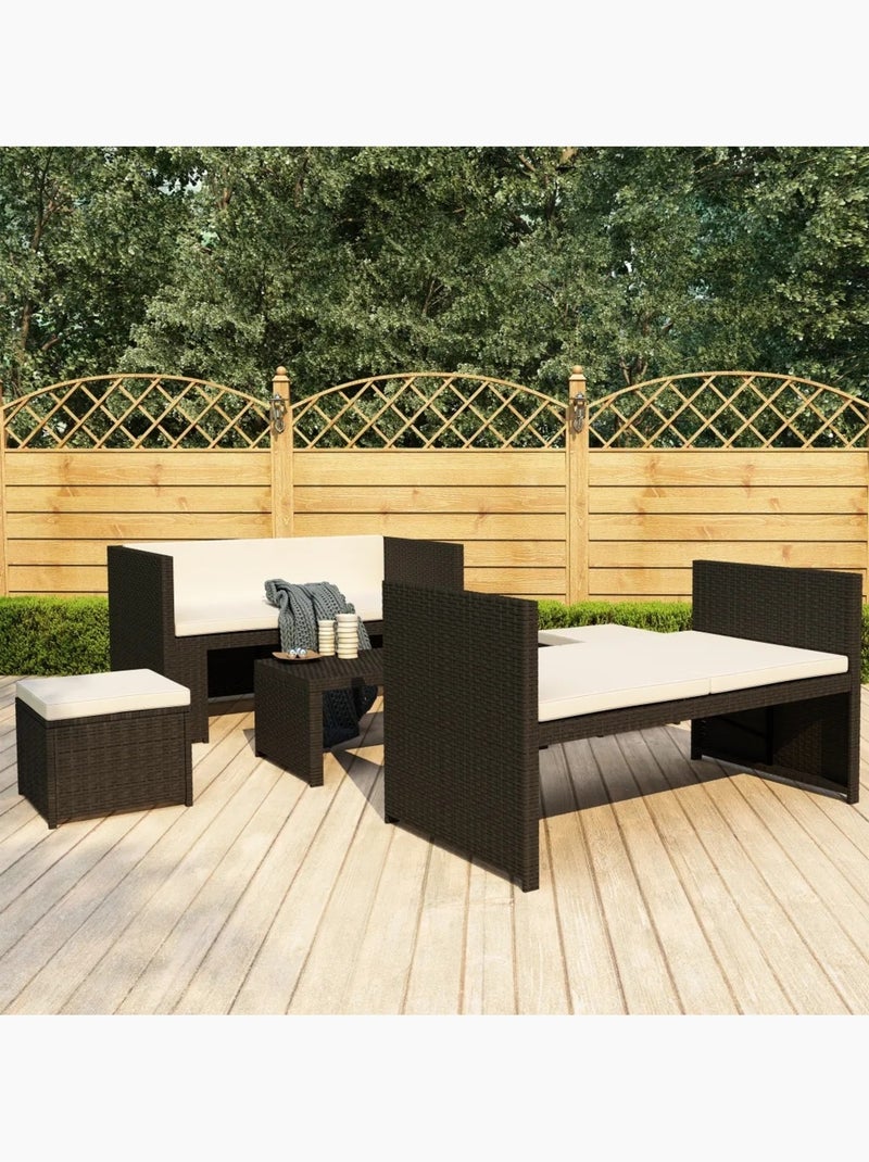 Salon de jardin 5 pièces avec coussins Noir - Kiabi