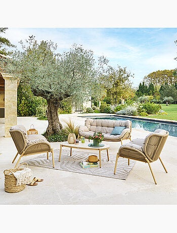 Salon de jardin 5 places en acier MELOANE