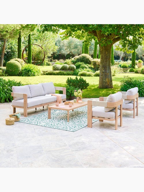 Salon de jardin 5 places en aluminium effet bois et corde tressée ORYNA - Kiabi