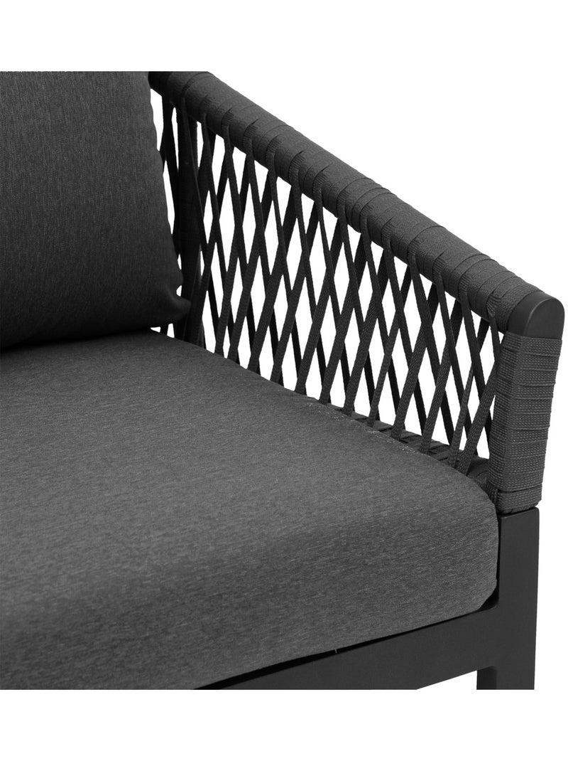Salon de jardin 5 places en aluminium et corde tressée ORIENGO gris anthracite - Kiabi