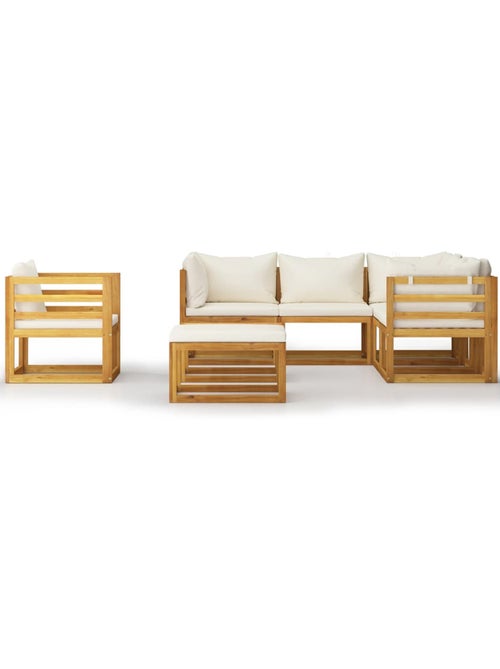 Salon de jardin 8 pcs en acacia avec coussin - Kiabi