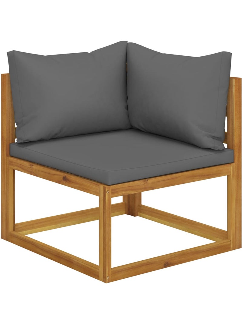 Salon de jardin 8 pcs en acacia avec coussin gris anthracite - Kiabi