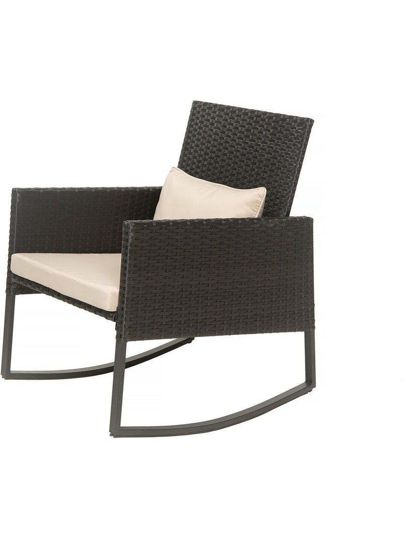 Salon de jardin a bascule en résine tressée Noir Beige - Kiabi