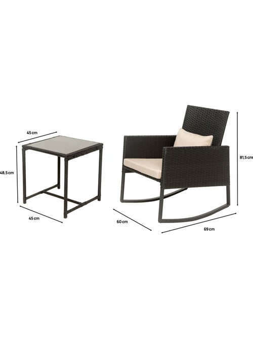 Salon de jardin a bascule en résine tressée - Kiabi