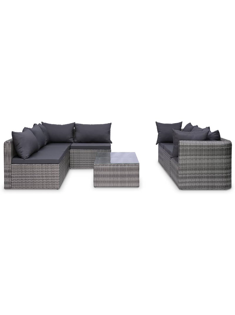 Salon de jardin avec coussin, résine tressée Gris clair - Kiabi