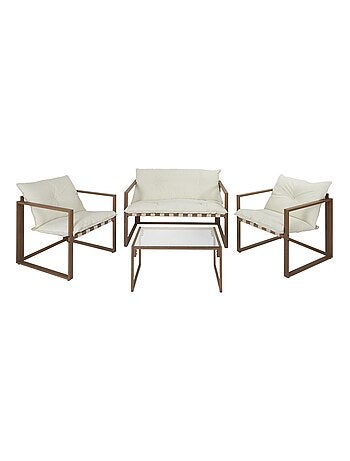Salon de jardin avec fauteuils et table basse 4 places HALDEN