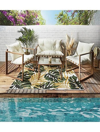 Salon de jardin avec fauteuils et table basse 4 places HALDEN