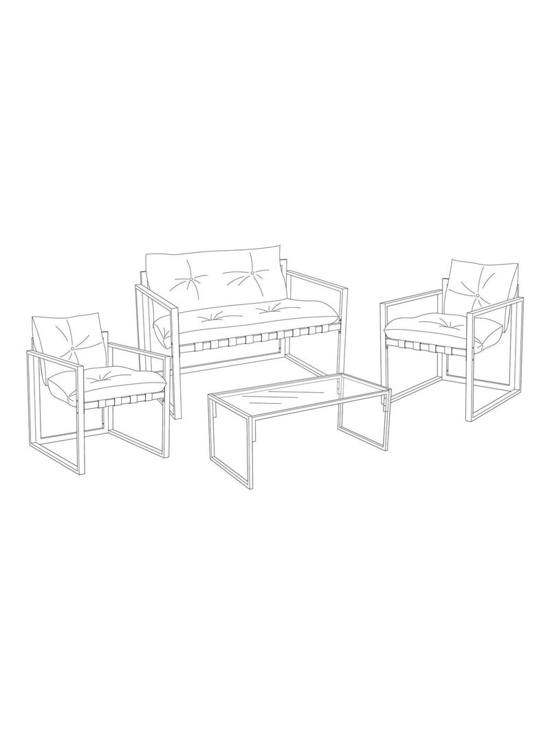 Salon de jardin avec fauteuils et table basse 4 places HALDEN Blanc - Kiabi