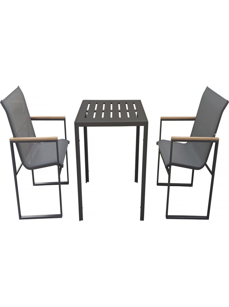 Salon de jardin balcon "Liam" - 2 places - Marron/Gris Marron - Kiabi