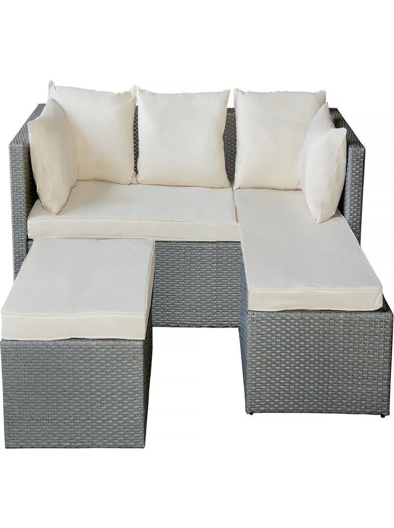 Salon de jardin bas en résine tressée "Diya" 3 places - Gris et beige Gris clair - Kiabi
