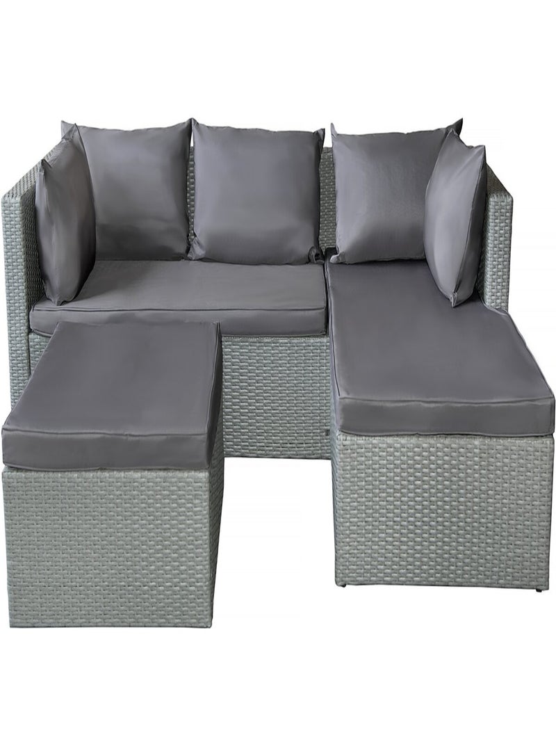 Salon de jardin bas en résine tressée "Diya" 3 places - Gris Gris - Kiabi