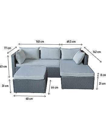 Salon de jardin bas en résine tressée