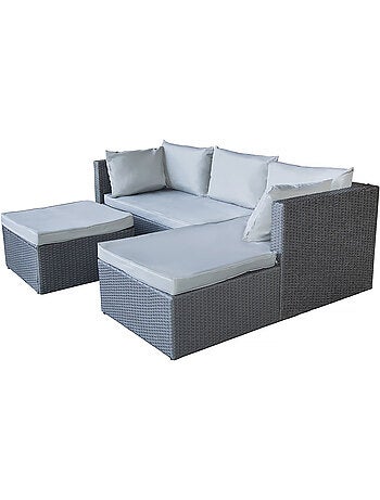 Salon de jardin bas en résine tressée