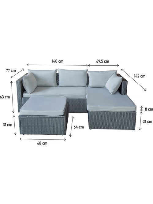 Salon de jardin bas en résine tressée - Kiabi