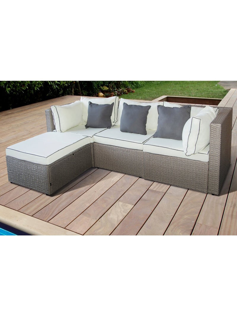 Salon de jardin bas en résine tressée Ecru - Kiabi