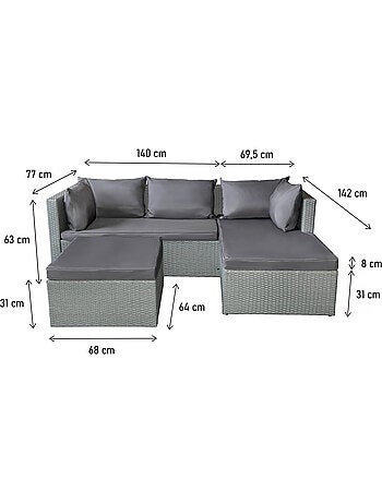 Salon de jardin bas en résine tressée