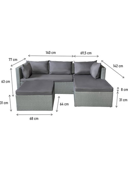 Salon de jardin bas en résine tressée - Kiabi