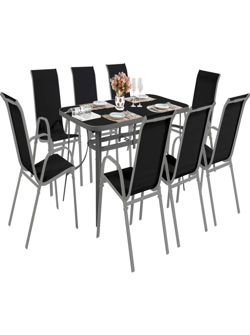 Salon de jardin  Cordoba + Tropic 8 personnes Noir Noir - Kiabi