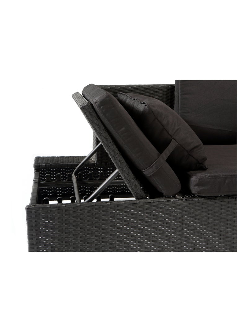 Salon de Jardin Corfou Résine tressée - Noir /Noir Noir - Kiabi
