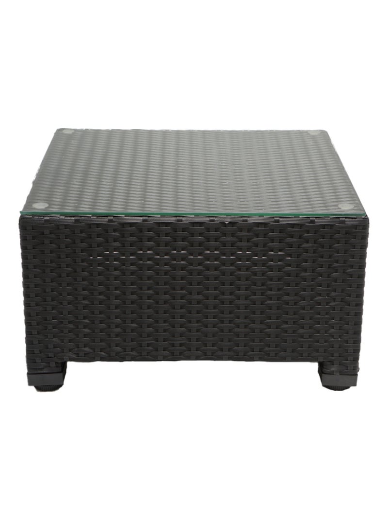 Salon de Jardin Corfou Résine tressée - Noir /Noir Noir - Kiabi