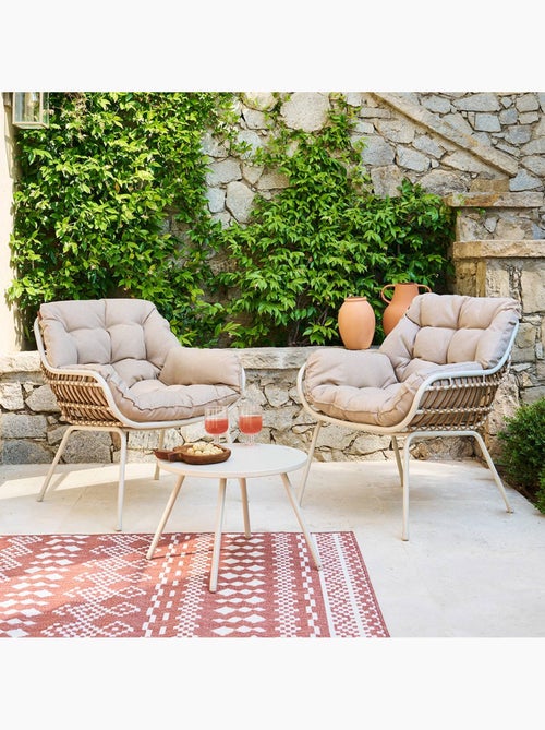 Salon de jardin duo 2 places corde tressée coussins capitonnés PAOPAO - Kiabi Salon de jardin duo 2 places corde tressée coussins capitonnés PAOPAO - Kiabi
