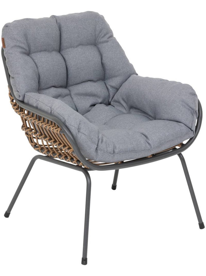Salon de jardin duo 2 places corde tressée coussins capitonnés PAOPAO gris anthracite - Kiabi