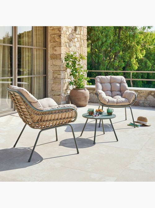 Salon de jardin duo 2 places corde tressée coussins capitonnés PAOPAO - Kiabi Salon de jardin duo 2 places corde tressée coussins capitonnés PAOPAO - Kiabi