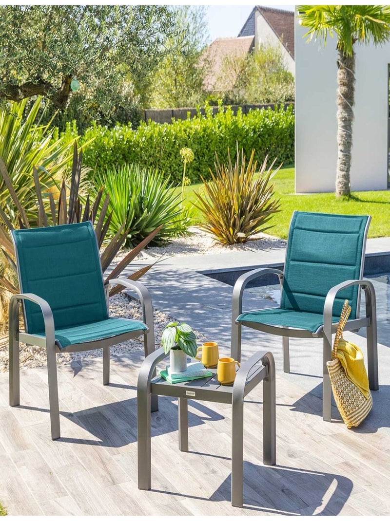 Salon de jardin duo Elyn aluminium et texaline Bleu - Kiabi