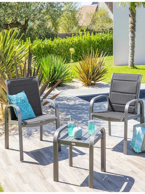 Salon de jardin duo Elyn aluminium et texaline - Kiabi